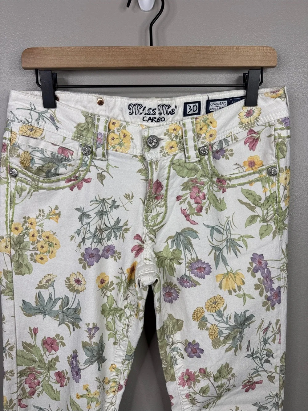 Miss Me Botanical Garden Floral Ankle Skinny Jeans - Women's Size 30 Denim